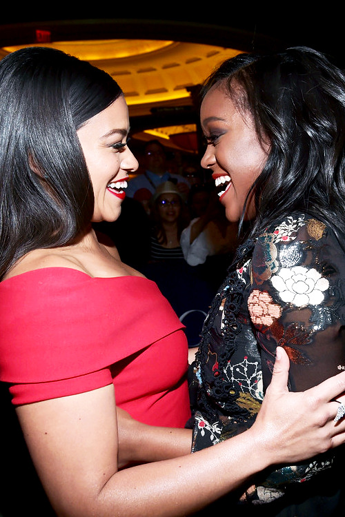 dailyajanaomiking:Gina Rodriguez and Aja Naomi King attend the...