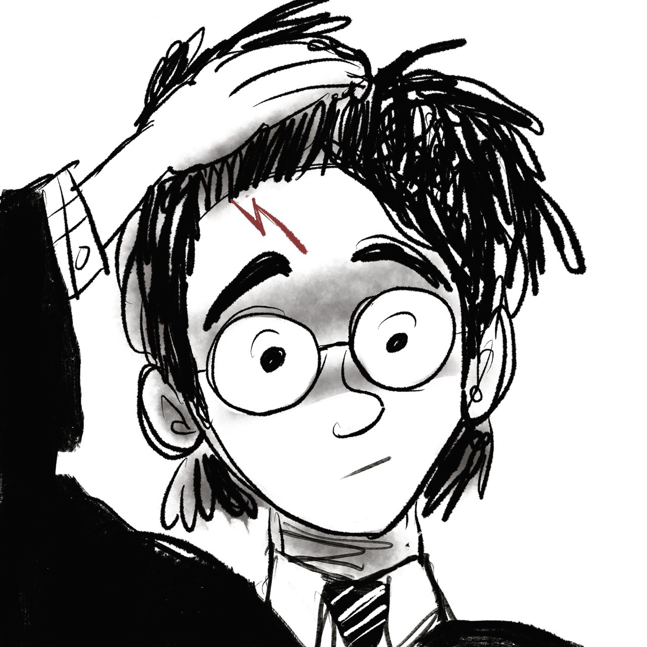 Рисунок шрам Гарри Поттера карандашом