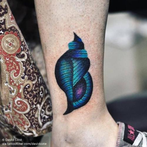By David Côté, done at Imperial Tattoo Connexion, Montreal.... mollusc;davidcote;sea snail;animal;contemporary;ankle;facebook;nature;twitter;pop art;ocean;medium size