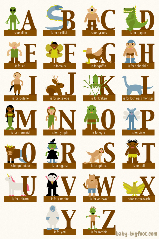 Baby Bigfoot — Mythical Creatures Alphabet To Order, Click On The...