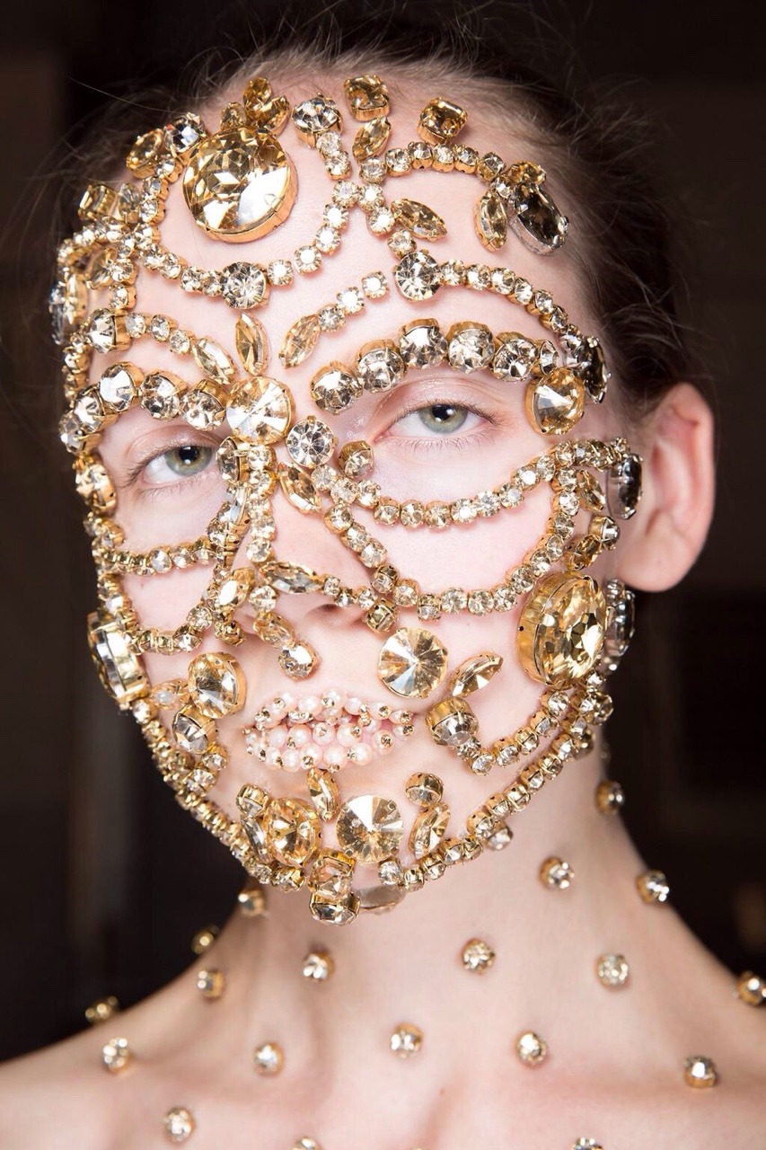 CarrieJaneStyle · Close up of the intricate beaded faces at Givenchy...