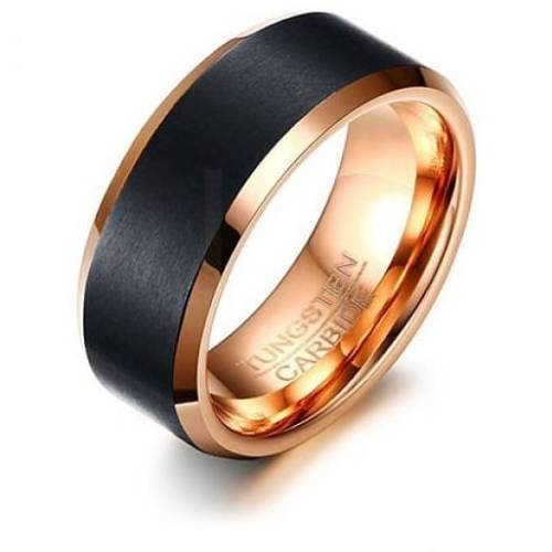 onlineshopping-pakistan:Mens Rings Rose Gold and Black Tungsten...