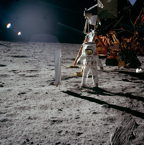 Aldrin beside solar wind experiment (Apollo 11) from the Apollo Image Gallery