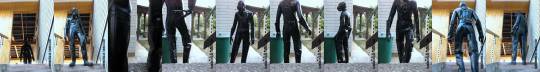 darkbikergear:Black rubber creature Rubber Drone is active and ready for outdoors