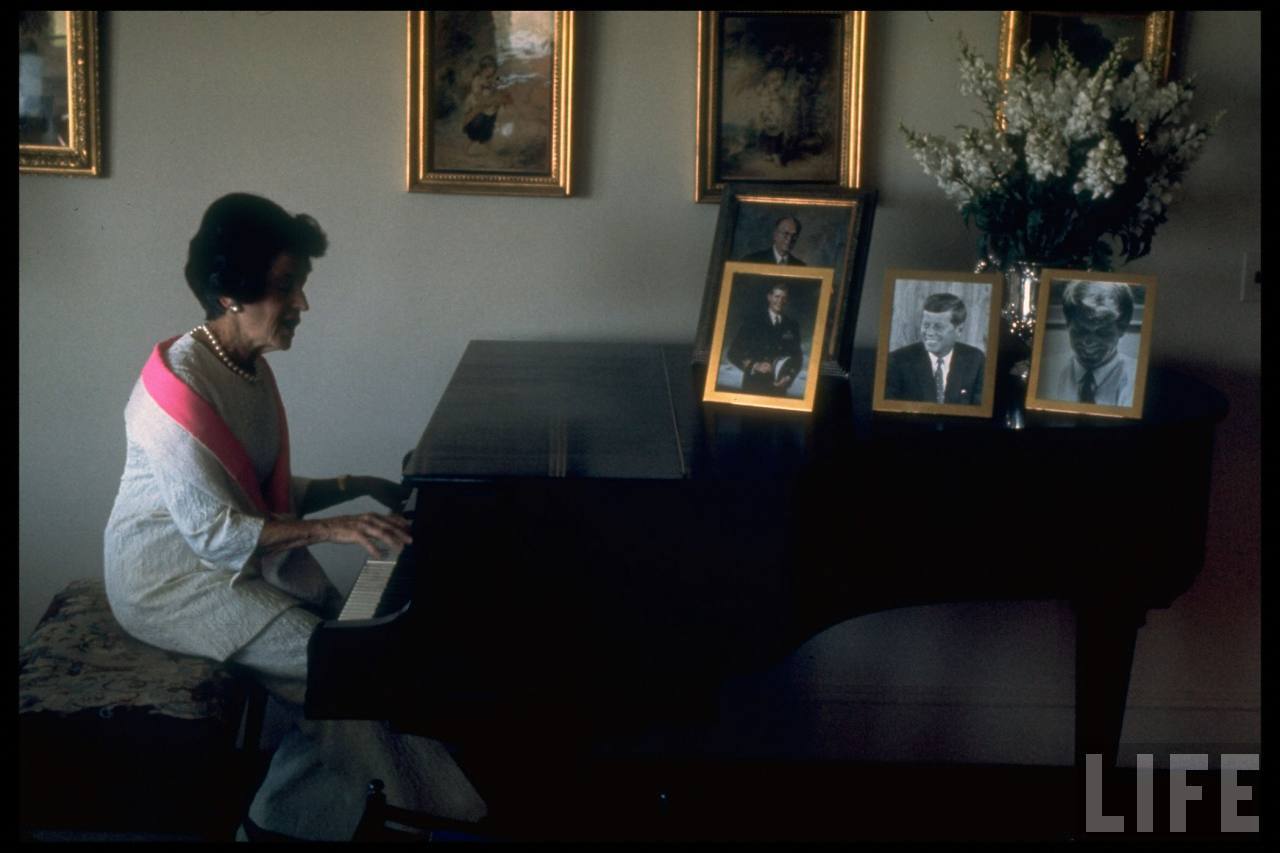 At its best: Rose Kennedy playing the piano in her Hyannis Port...