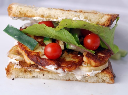 Grilled Eggplant, Haloumi and Arugula Sandwich with Yogurt...