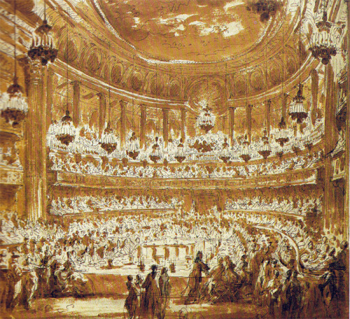 The marriage dinner of the dauphin, the future Louis XVI with Marie Antoinette at the Opera at Versailles, May 16, 1770