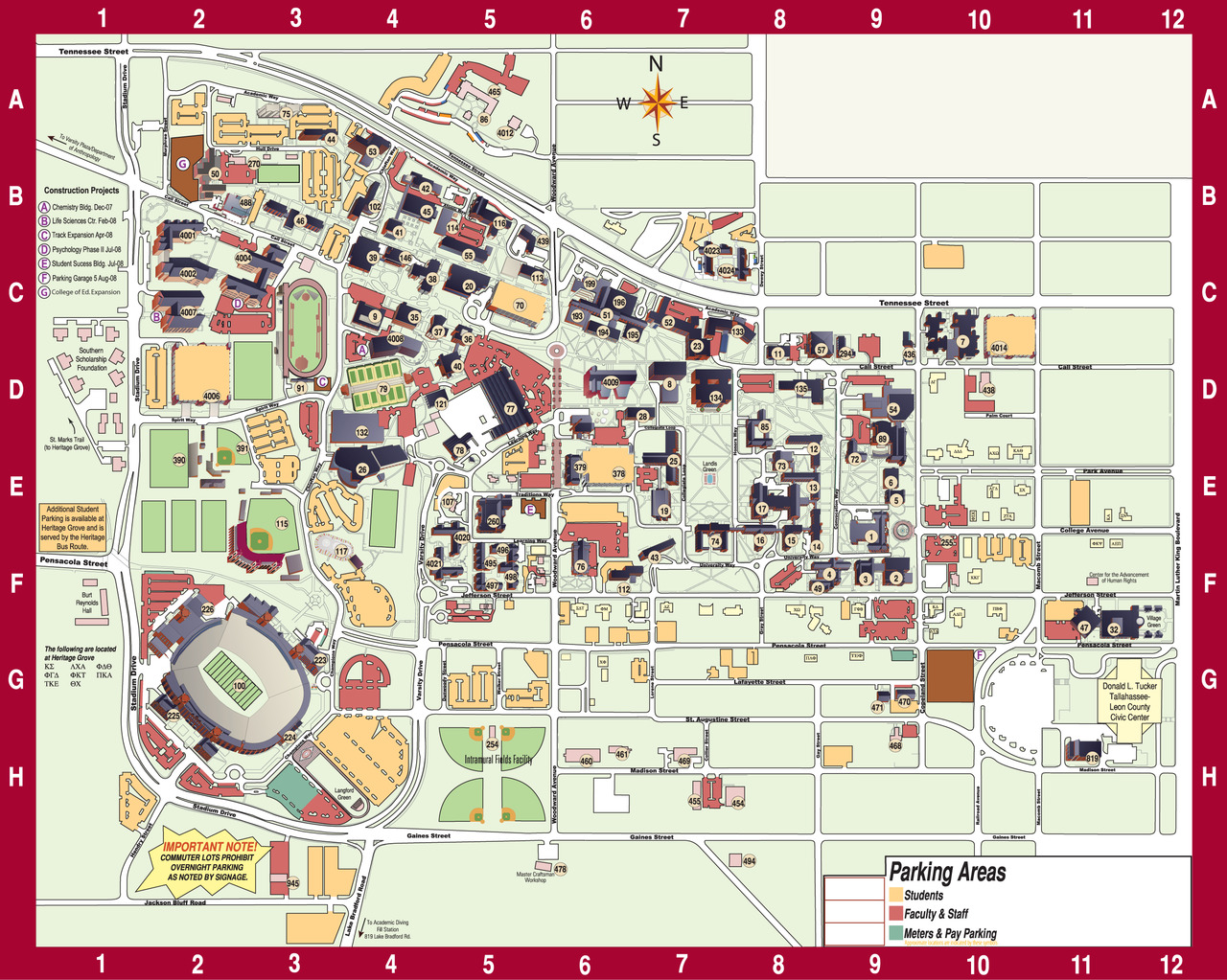 The Florida State University Fsu Campus Map