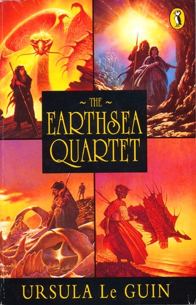 Penguin copy with the covers for the initial Earthsea Quartet on the front