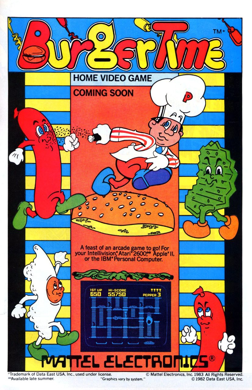 80's comic ads | The release of Burger Time video game in 1983. The...