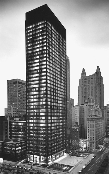 tautological:<br /><br />Seagram Building by Mies van der Rohe<br />