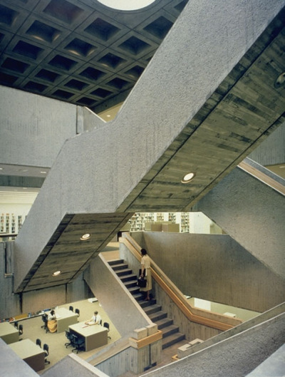 subtilitas:<br /><br />Heading to Atlanta for the weekend; posts will resume Monday or Tuesday.<br />Above, the final building completed in Marcel Breuer’s career; Atlanta’s Fulton Library, still threatened by demolition.