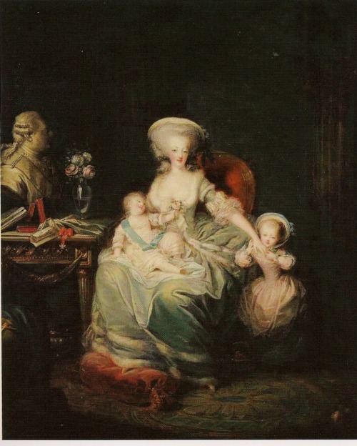 ornamentedbeing:
“ Portrait of Marie Antoinette and her children by Charles Leclercq. This painting was owned by the Comtesse de Provence.
”