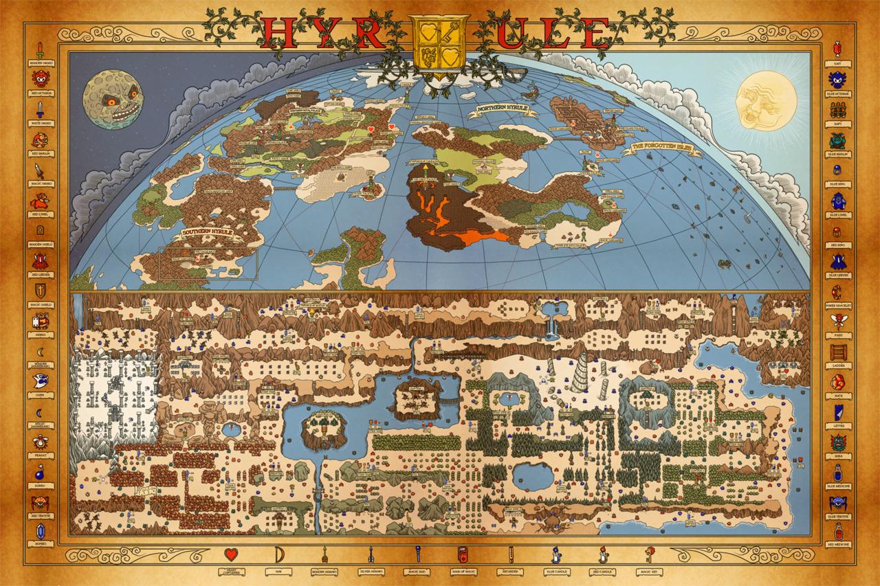 Ancient map of Hyrule by Bill Mudron (click for a... - Tiny Cartridge