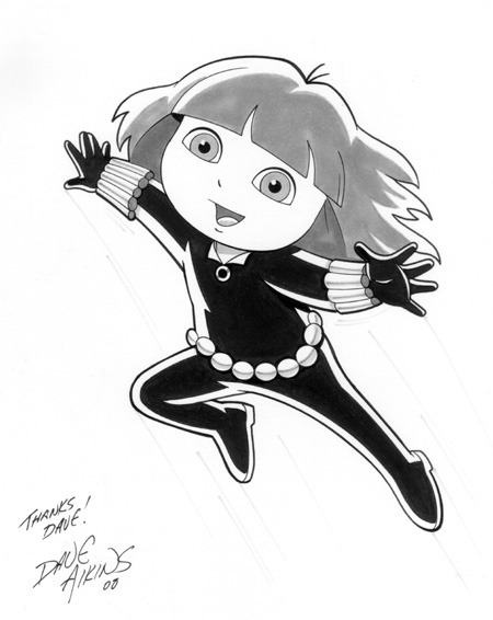 Black Widow a la Dora the Explorer by Dave Aikins 