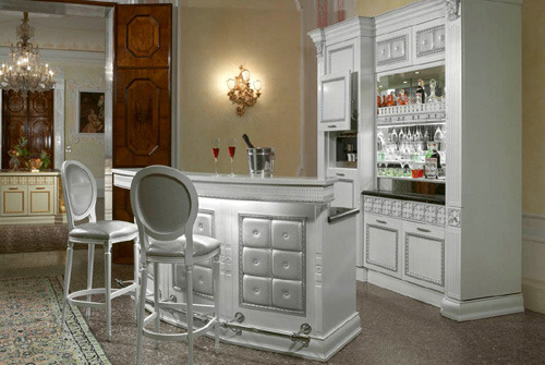 White Home Bar Displays Feminine Design Accents White Home Bar Displays Feminine Design Accents