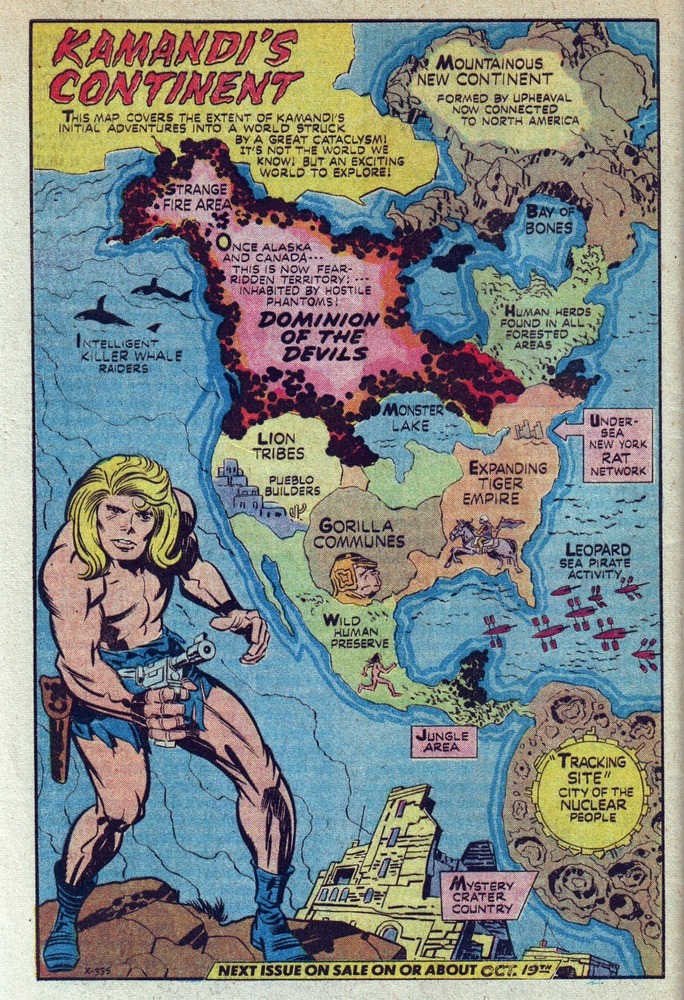 Kamandis Continent from Kamandi 1 art by Jack Kirby ink by Mike Royer