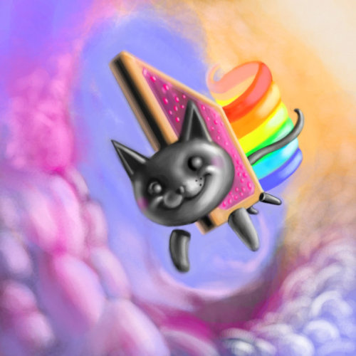 rainbow pop tart cat in outerspace