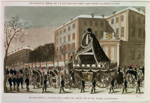 The remains of Louis XVI and Marie Antoinette being taken to St. Denis on January 21st, 1815.