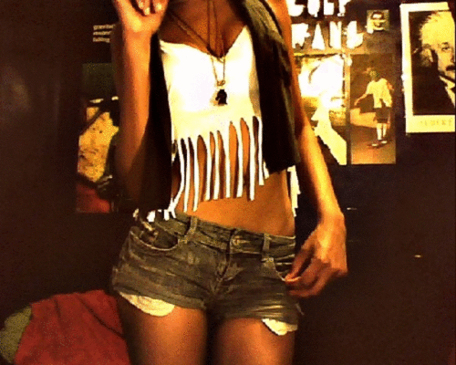 tan skinny pretty cropped shirt