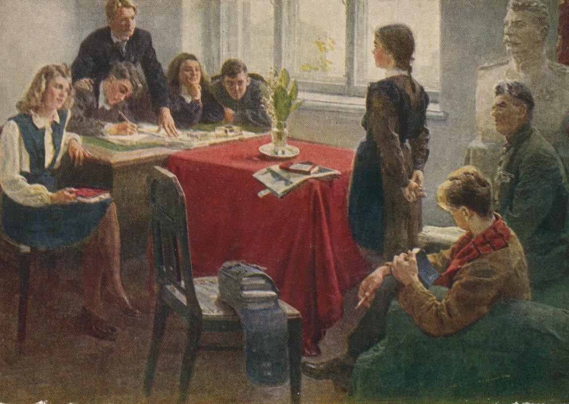 “Komsomol enrolment” by V. Grigoryev, 1954