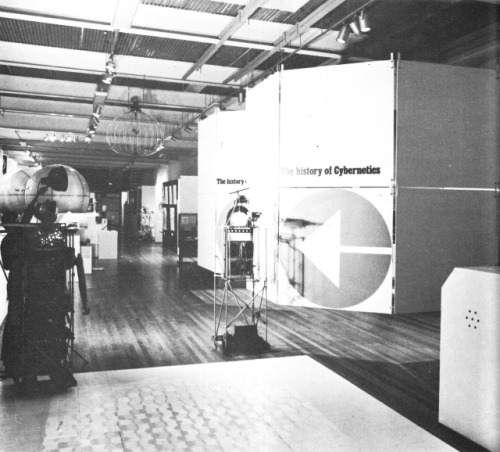 exhibition view, ICA London 1968.
Featuring Bruce Lacey’s ROSA BOSOM with MATE.
[View related British Pathe newsreel.]