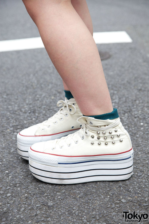 Studded platform Converse high top sneakers from... | Tokyo Fashion