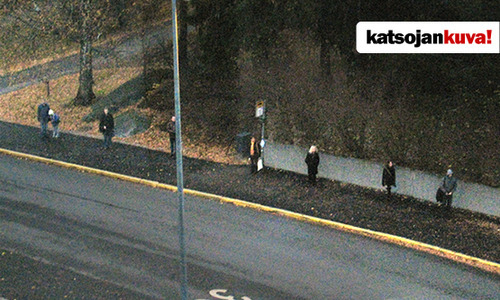 Finnish Bus Stop Notice how far apart everyone stands. Finns like the concept of personal space.