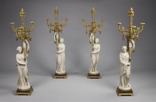 Set of four candelabra with three lights: the Four Seasons made in 1788 for the grand salon of the Mesdames at the chateau de Bellevue