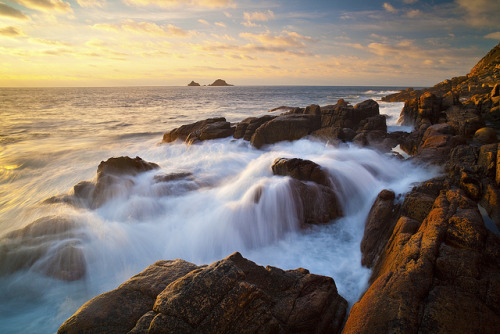 porth nanven sunset cornwall landscape seascape uk lands end rocks long exposure colourful