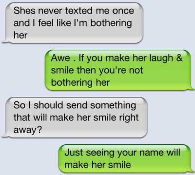 Her messages smile make to Sweet Text