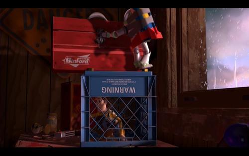 Disney Trivia, In Toy Story, when Woody is trapped under a crate...