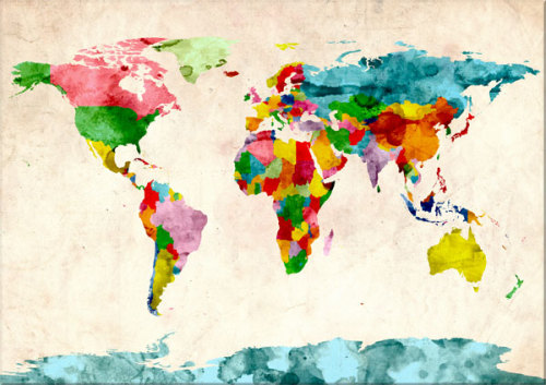 Map Of The World Tumblr Watercolour World Map Canvas Art Print at artpause.com