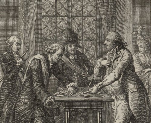 Louis XVI gets disarmed in the Temple tower. “From me one has nothing to fear”.