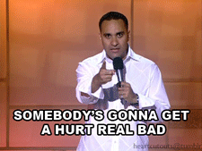 Image result for russell peters somebody gif