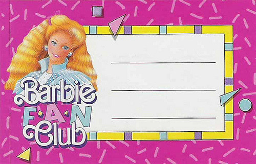 barbie fan club membership card