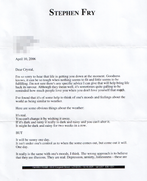In 2006 Actor Stephen Fry Received A Letter From Official