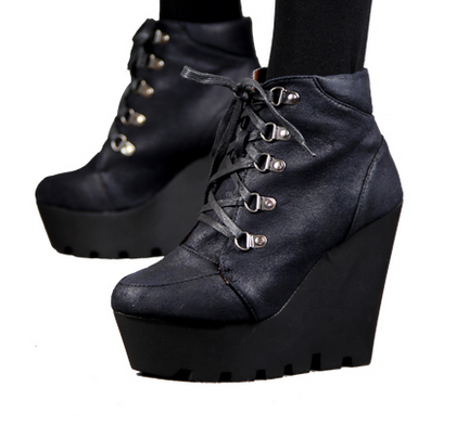 wedge wedges wedged shoes black platform cute kawaii shoes clothing korean japan japanese pretty lovely cool fashion kakkoii tokyo