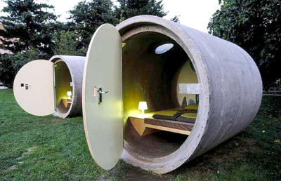 Spend the night in a concrete sewer pipe @ the Daspark Hotel in Austria 