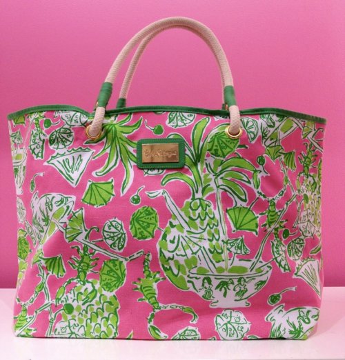 shoreline tote pink and green rope chic LP palm beach lilly pulitzer scorpion bowl bag purse