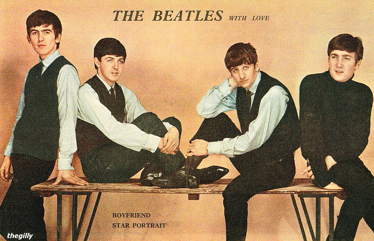 Boyfriend magazine, 15 June 1963
“The photo session by Fiona Adams that produced the Beatles’ Twist and Shout EP cover began in Boyfriend magazine’s cramped studio at 21 Kingly Street. The early images were enhanced by producing a colourised version...