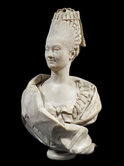 A bust of Marie-Joséphine-Louise de Savoie, comtesse de Provence by an unknown artist.