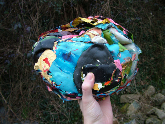 I collect together all of my scraps of paint into a ball. This is that ball.