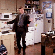 Ross' excited jump on Make a GIF