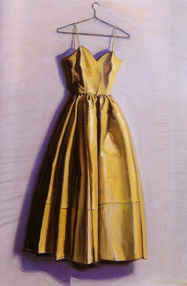 THE YOUNG HEFNER. Wayne Thiebaud. Yellow dress 1974.