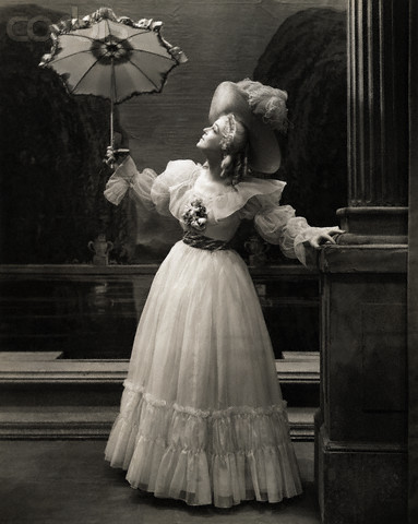 Eva Le Gallienne as Marie Antoinette in Madame Capet, wearing a stunning chemise a la reine gown from the show.