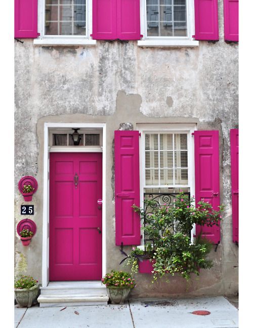 frontdoor pink shutters cute