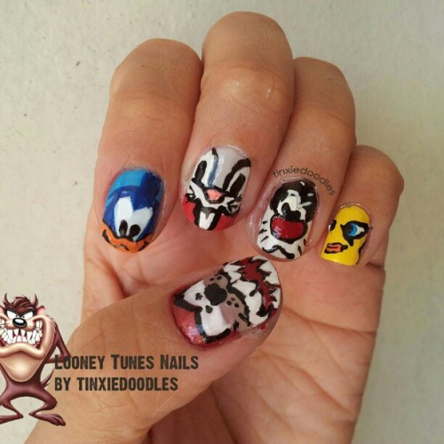 Tinxiedoodles' Nail Art - My Looney Tunes nails. My daughter and I were...