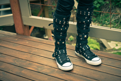 knee high converse with buckles and straps
