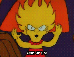 Image result for one of us gif simpsons